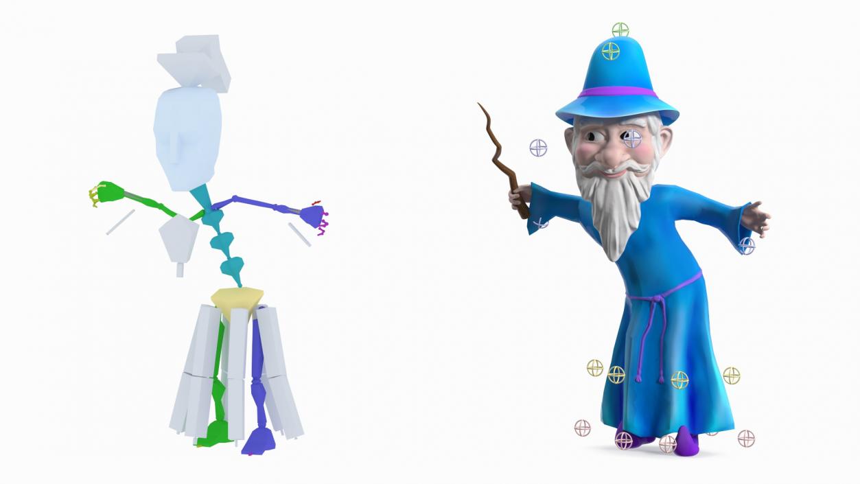 3D model Old Wizard Cartoon Character Rigged