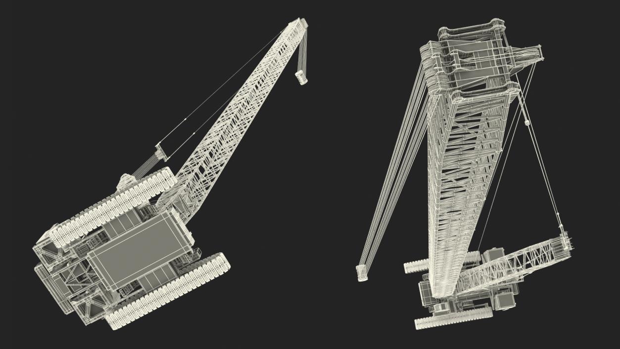 Heavy Lifting Crawler Crane Yellow 3D model