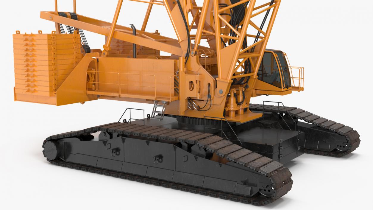 Heavy Lifting Crawler Crane Yellow 3D model