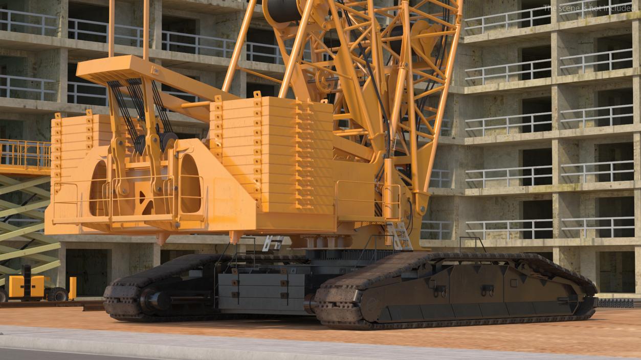 Heavy Lifting Crawler Crane Yellow 3D model