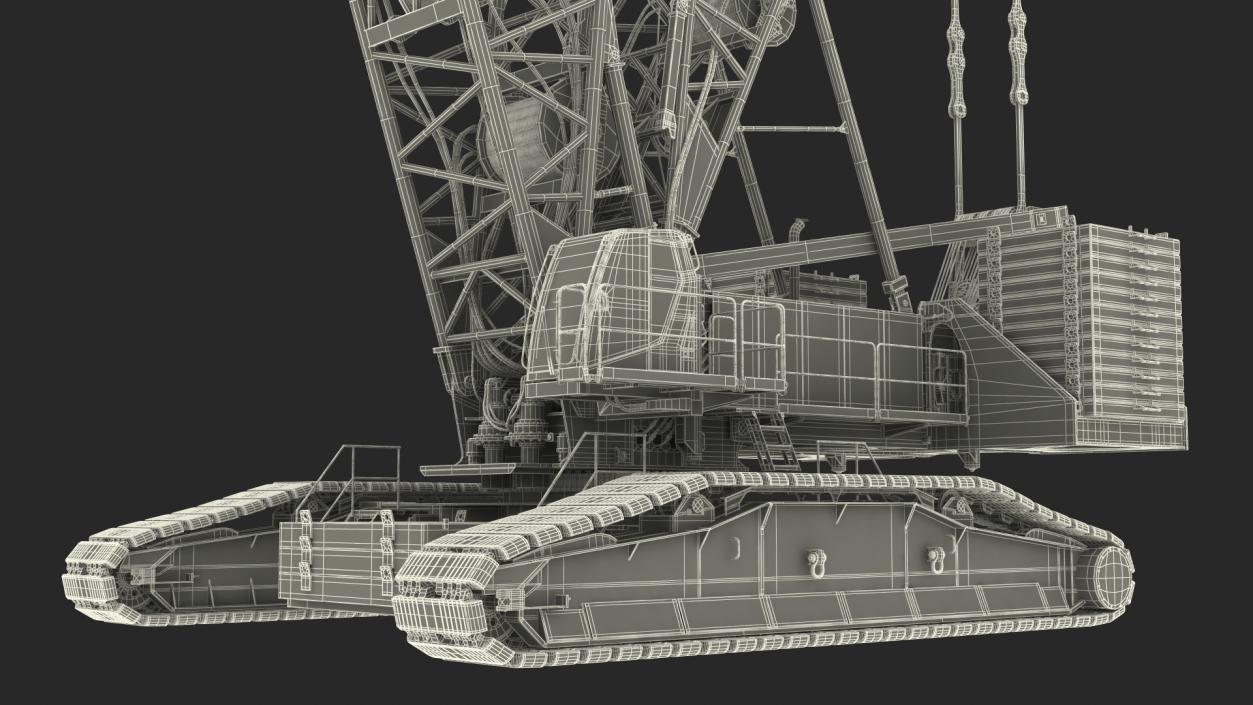 Heavy Lifting Crawler Crane Yellow 3D model