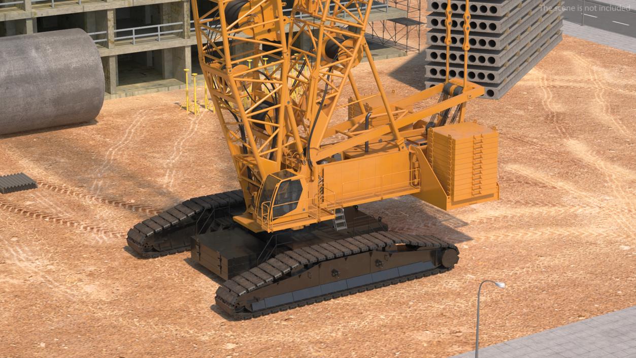 Heavy Lifting Crawler Crane Yellow 3D model