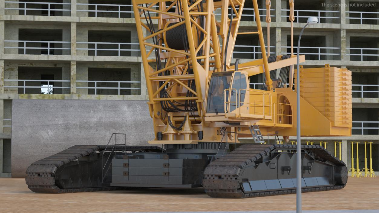 Heavy Lifting Crawler Crane Yellow 3D model