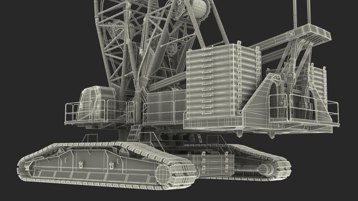 Heavy Lifting Crawler Crane Yellow 3D model