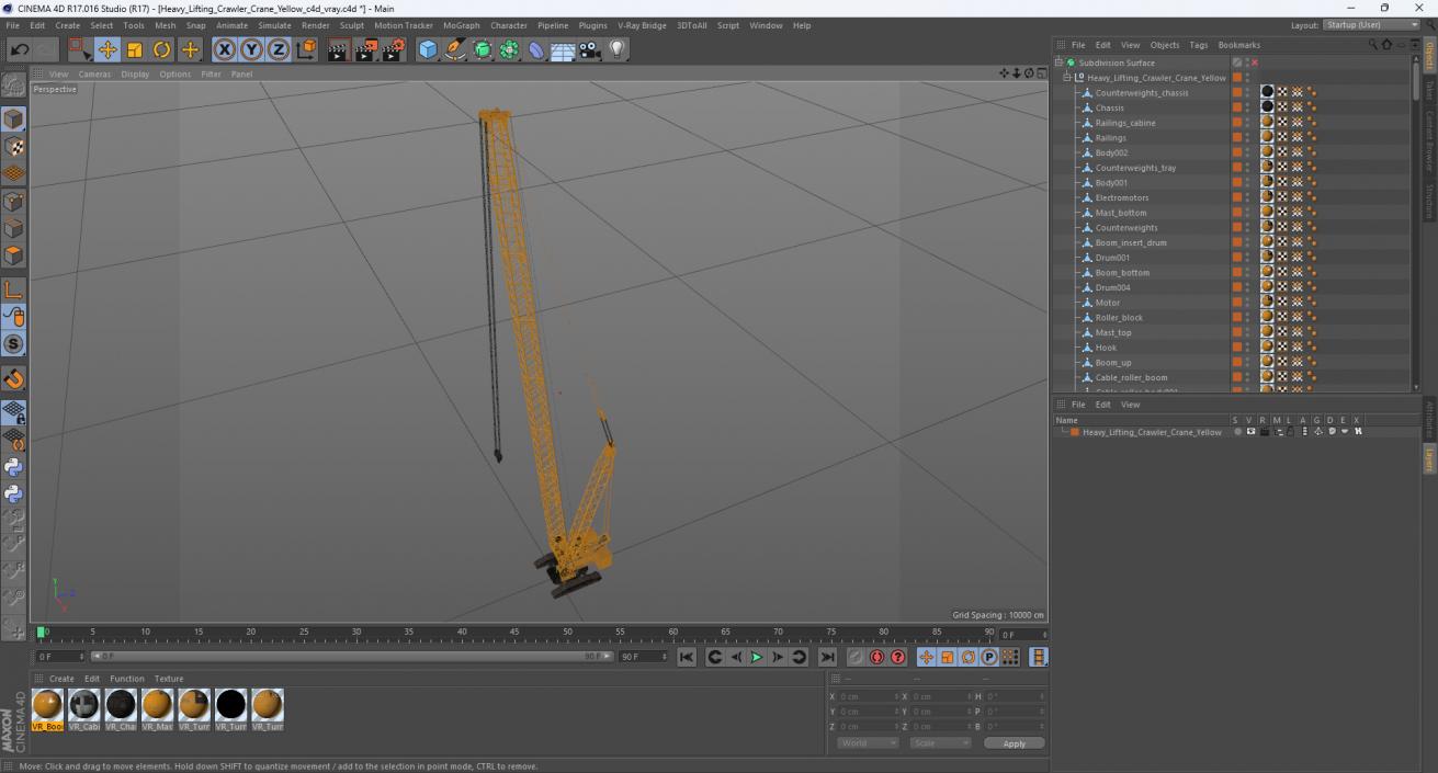 Heavy Lifting Crawler Crane Yellow 3D model