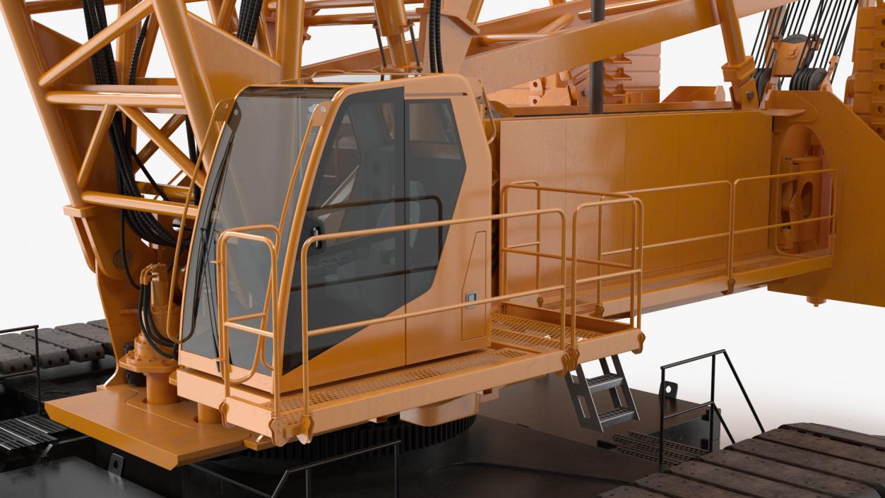 Heavy Lifting Crawler Crane Yellow 3D model