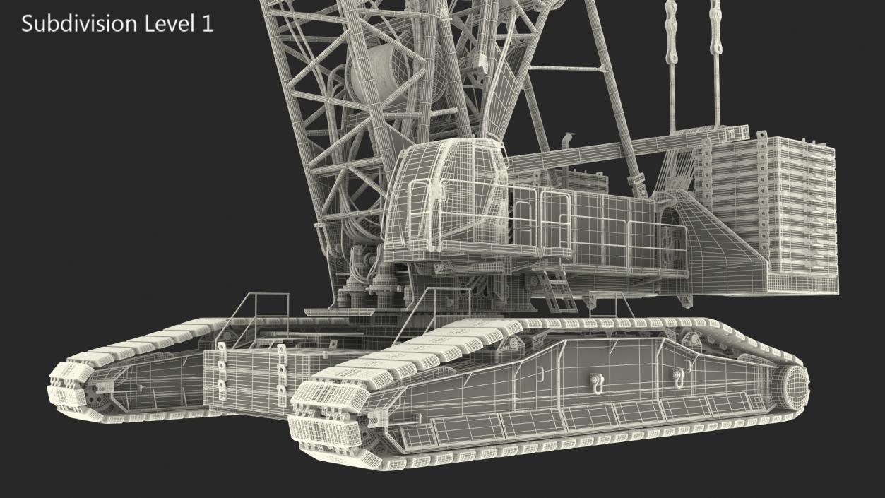 Heavy Lifting Crawler Crane Yellow 3D model