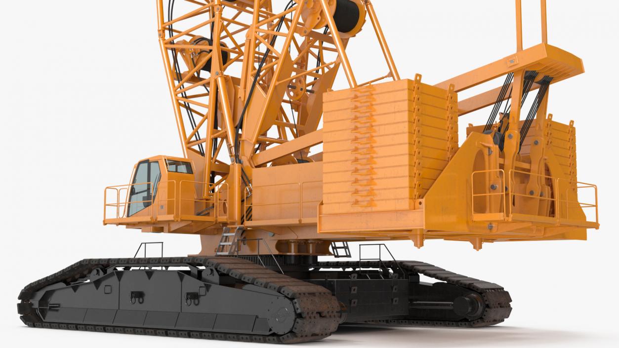 Heavy Lifting Crawler Crane Yellow 3D model