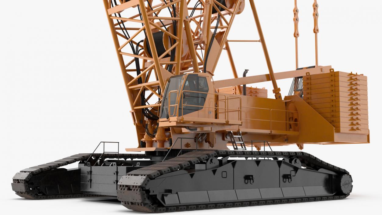 Heavy Lifting Crawler Crane Yellow 3D model