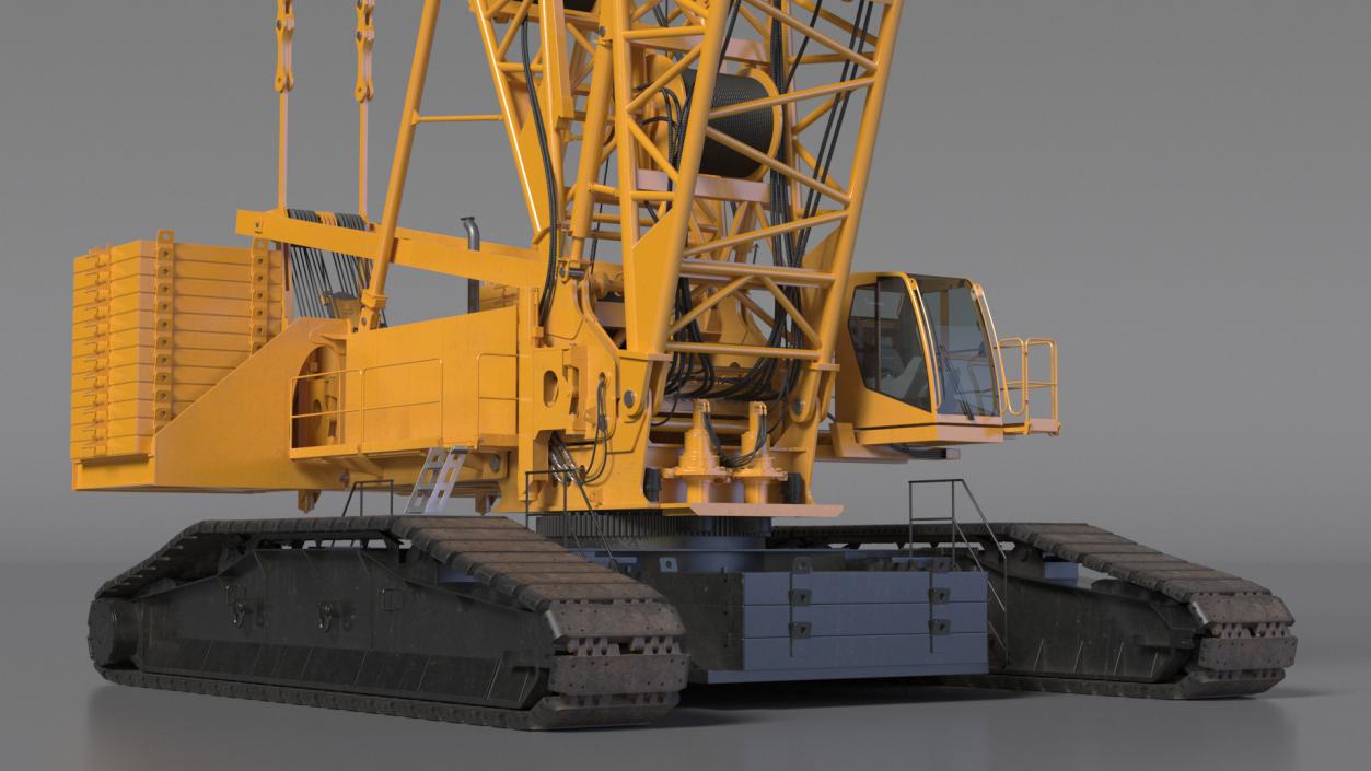 Heavy Lifting Crawler Crane Yellow 3D model