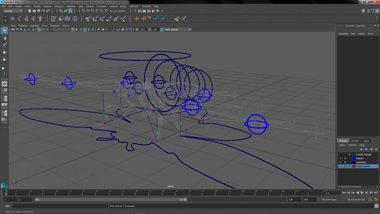 Cicada Rigged for Maya 3D