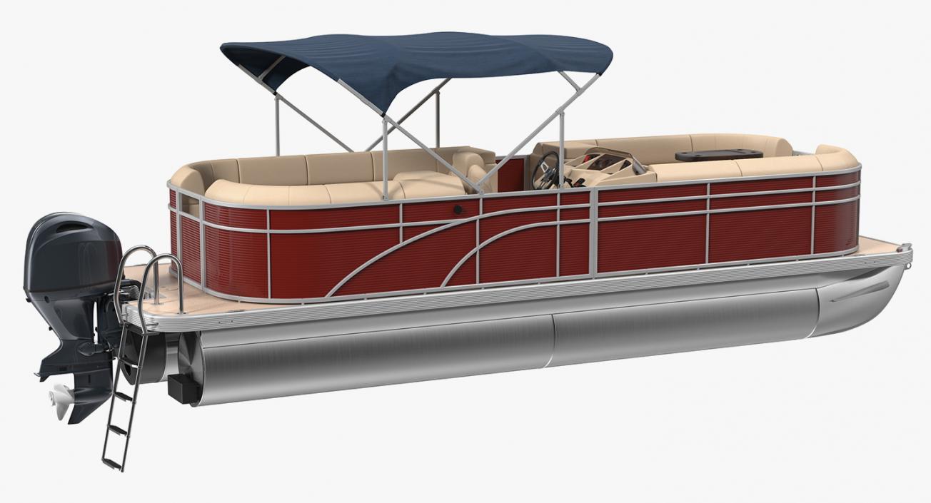 3D Pontoon Boat Trimaran Rigged model