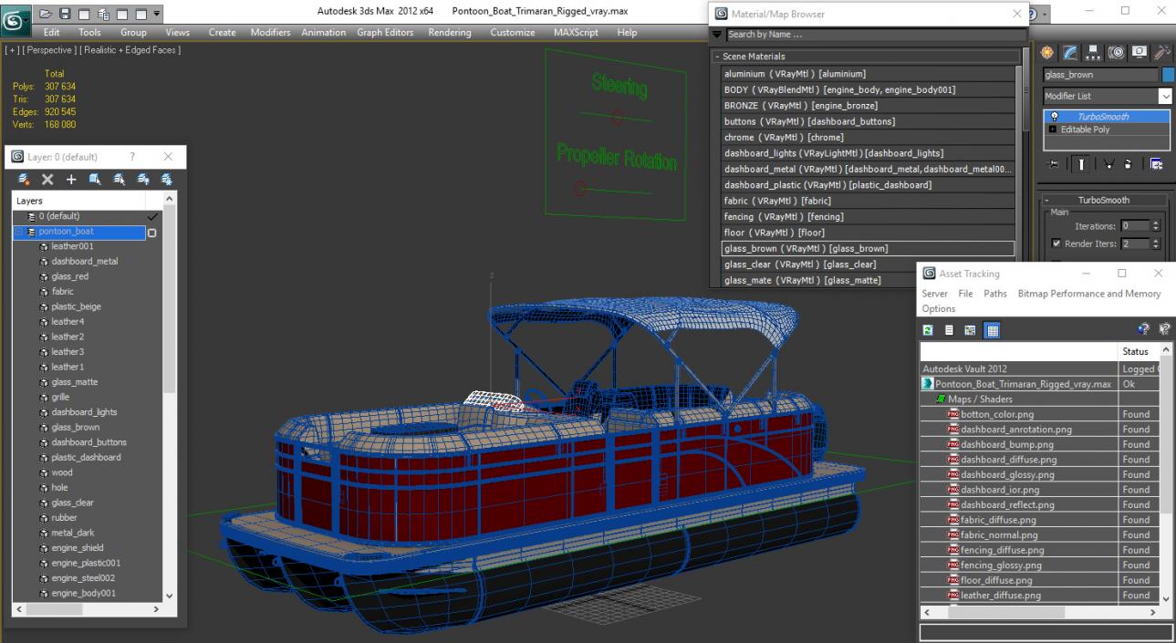 3D Pontoon Boat Trimaran Rigged model