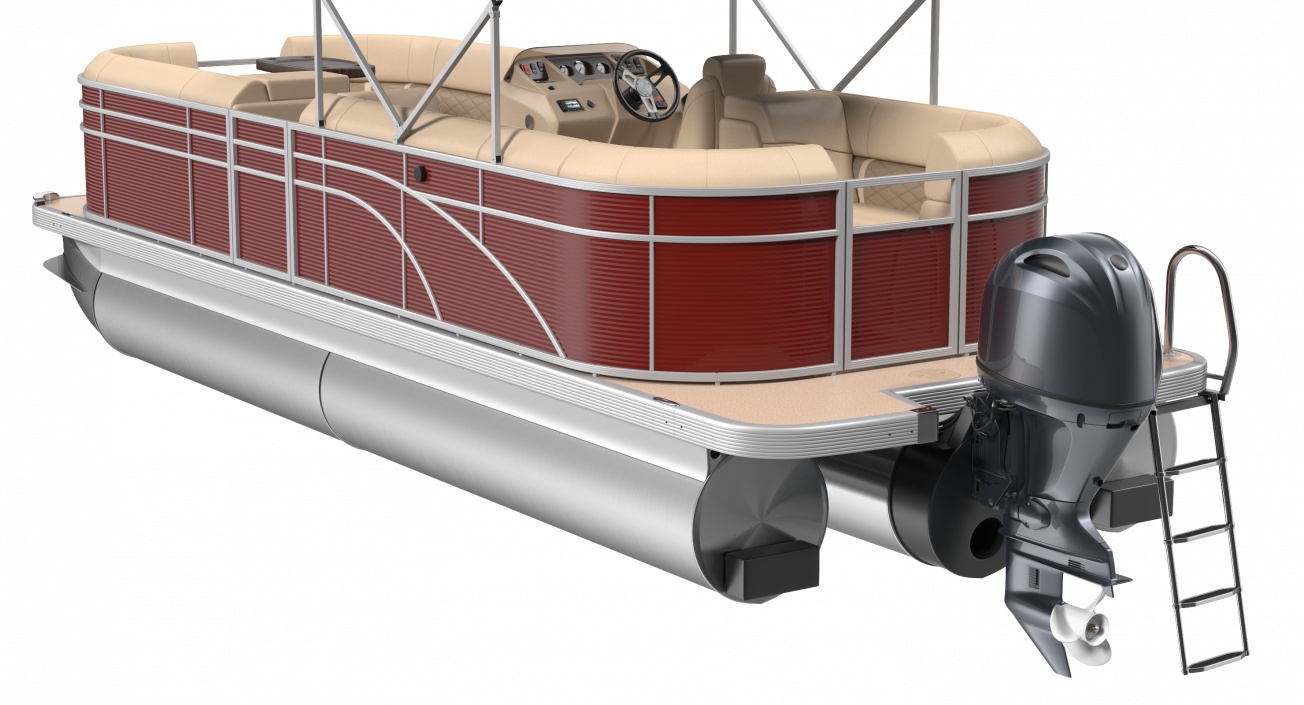 3D Pontoon Boat Trimaran Rigged model