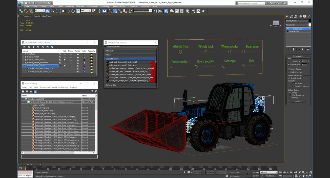 Telehandler Scoop Bucket Generic Rigged 3D model