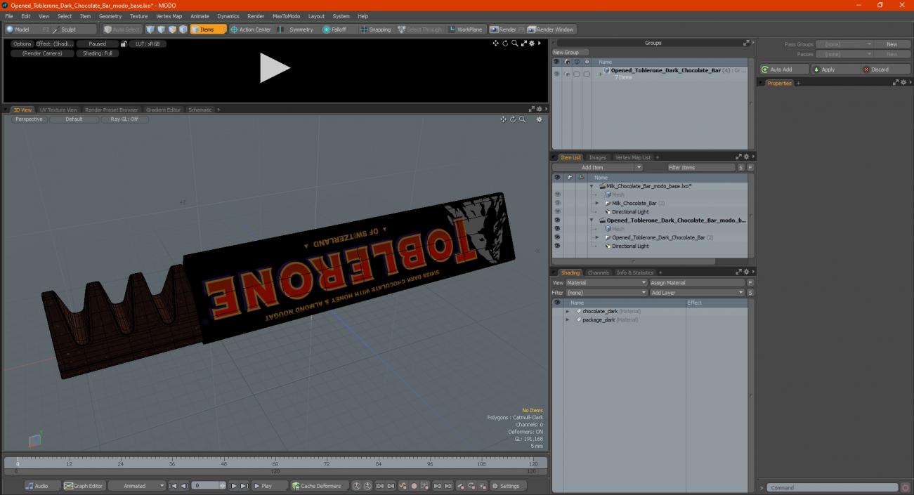 3D model Opened Toblerone Dark Chocolate Bar