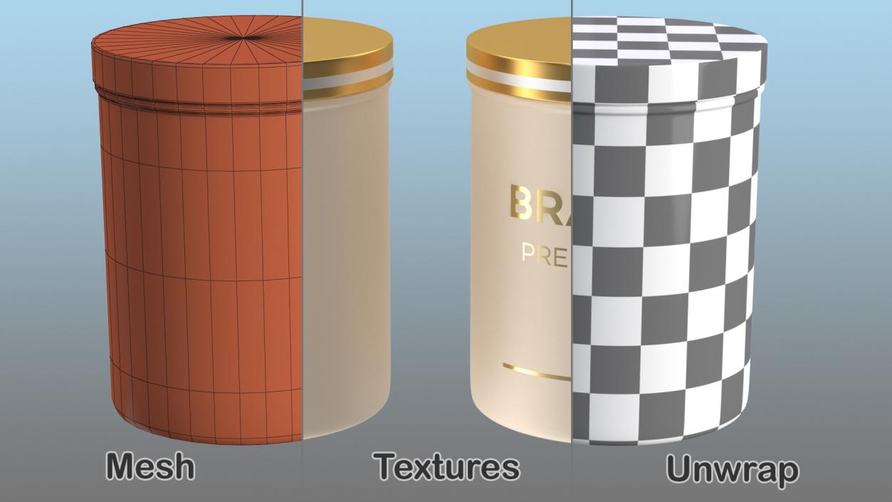 Gold Cosmetic Jar 3D