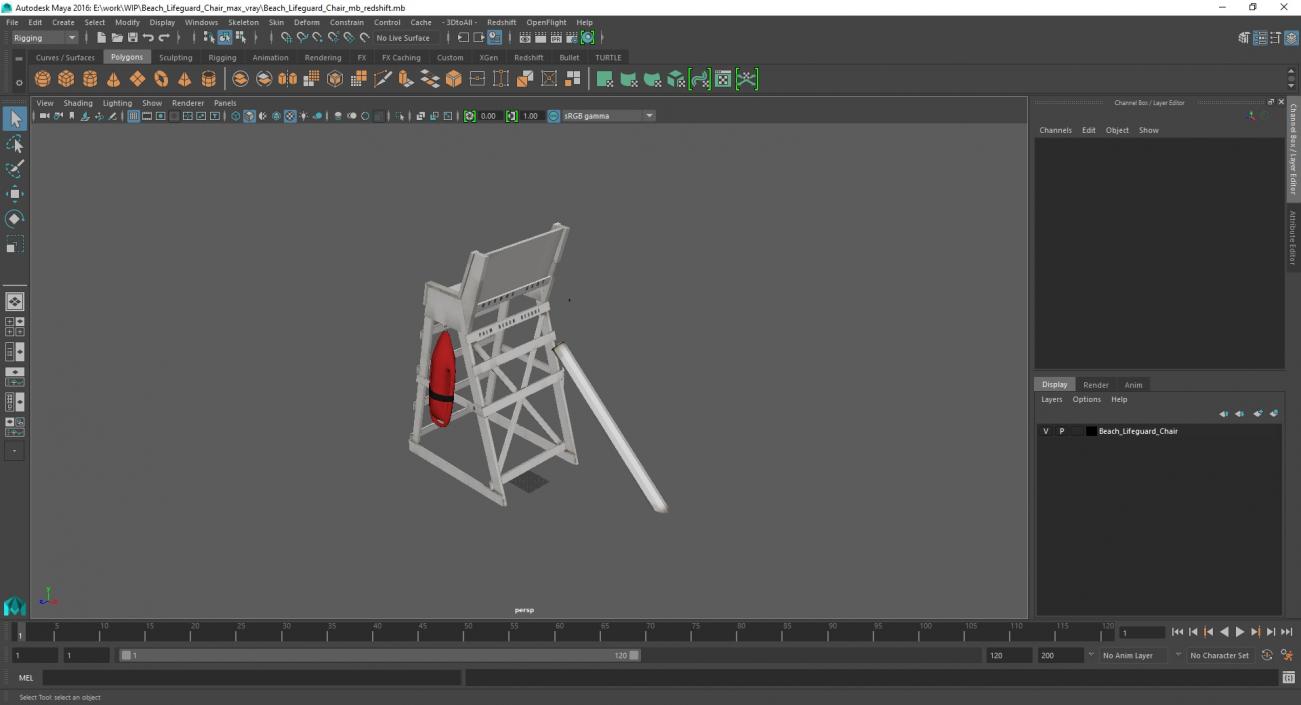 3D Beach Lifeguard Chair