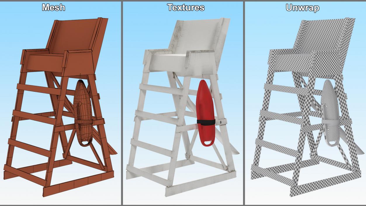 3D Beach Lifeguard Chair