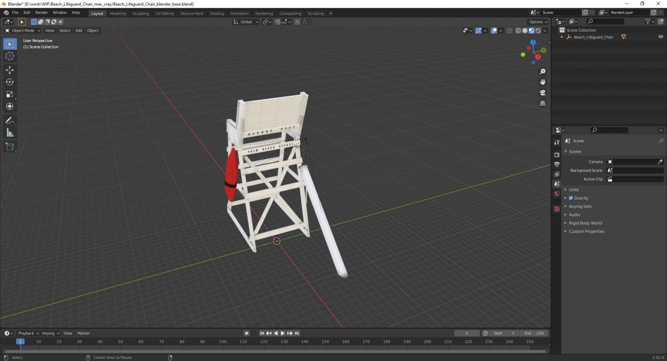 3D Beach Lifeguard Chair