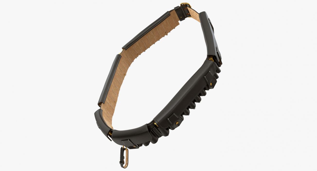 3D Black Leather Bandolier Ammo Belt model