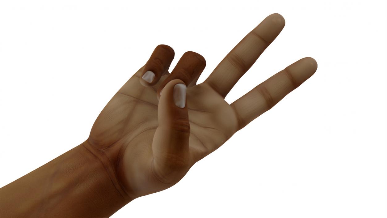 3D Hand of African Male Victory Sign Pose model