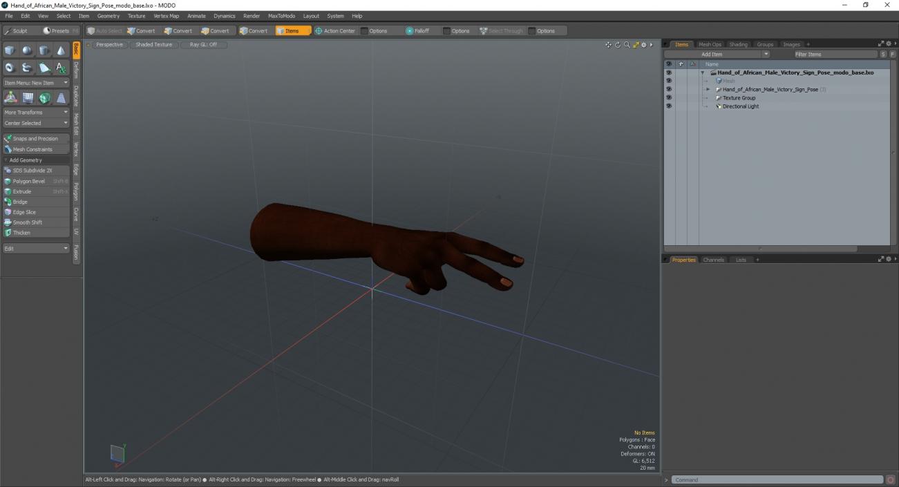 3D Hand of African Male Victory Sign Pose model