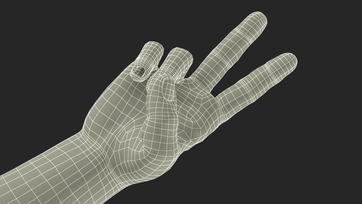 3D Hand of African Male Victory Sign Pose model