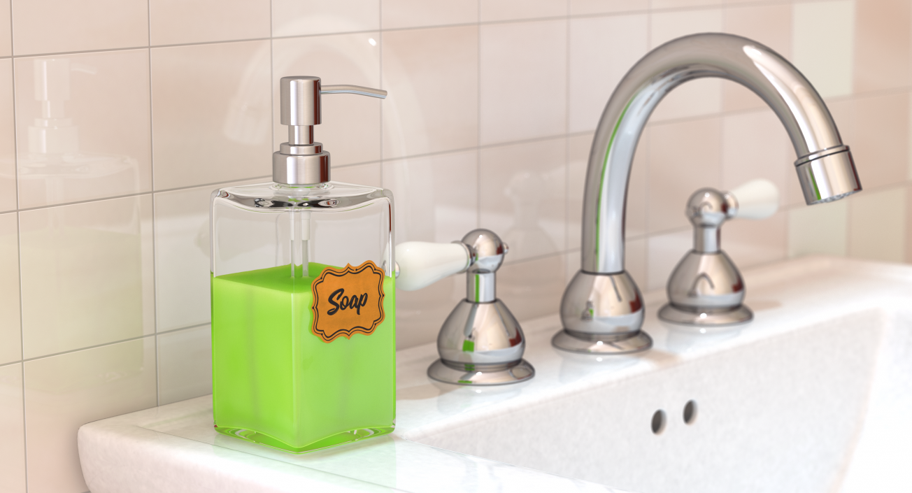 3D model Soap Dispenser with Stainless Metal Pump