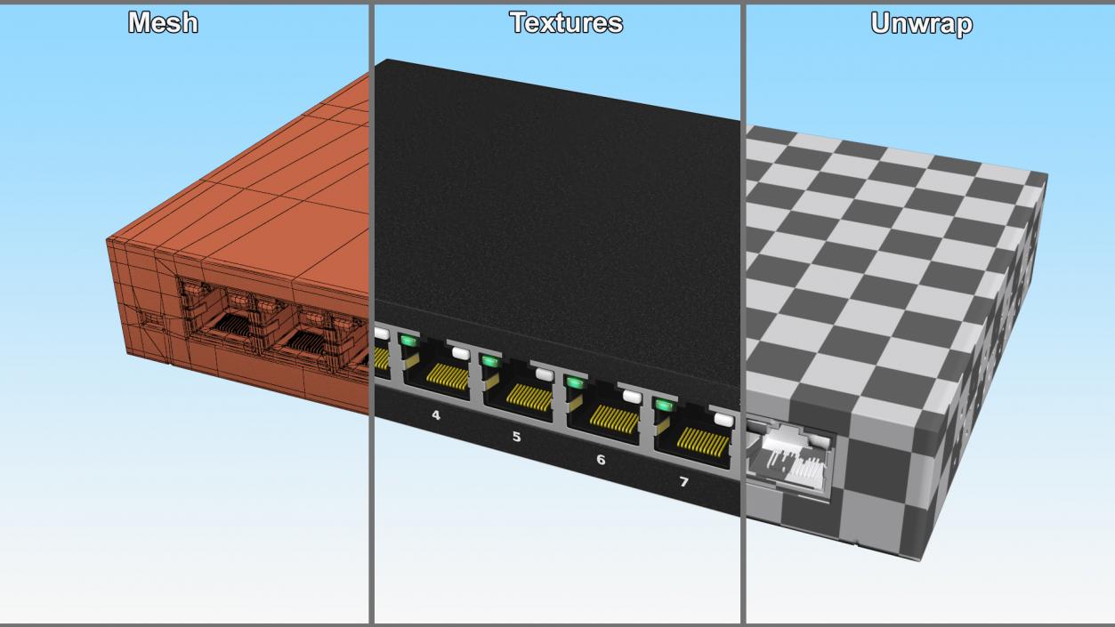 3D Gigabit Network Switch Black model