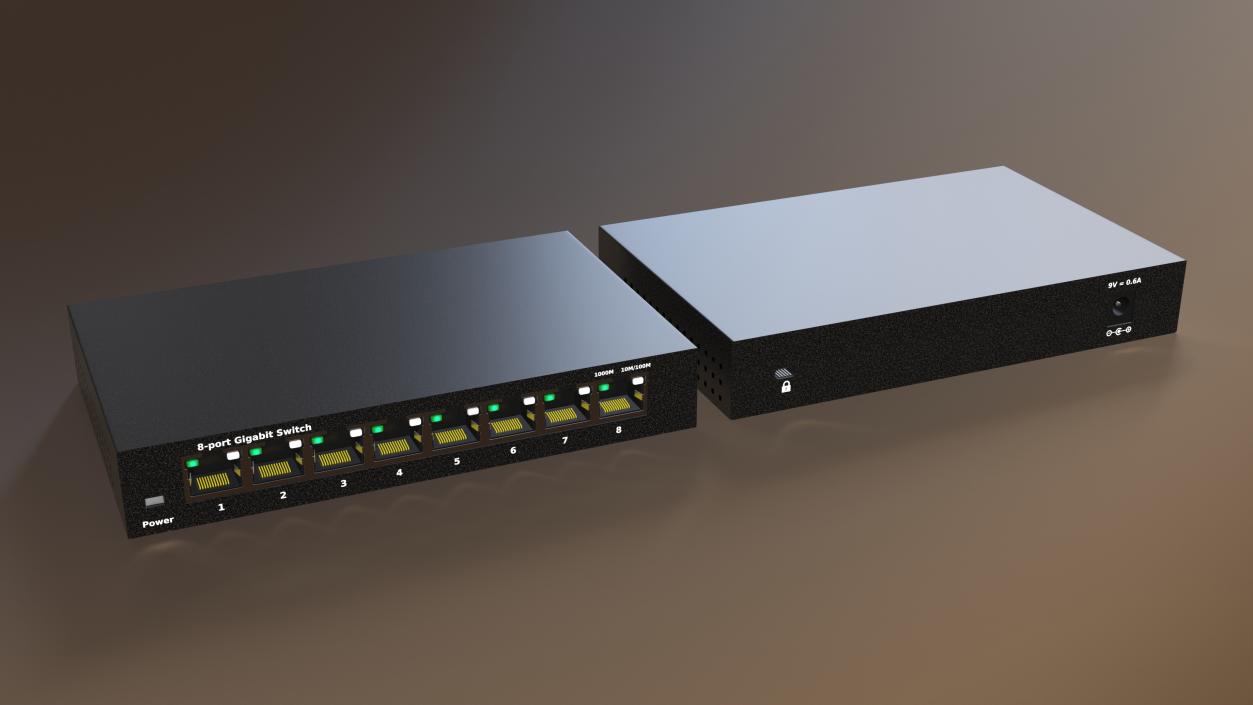 3D Gigabit Network Switch Black model