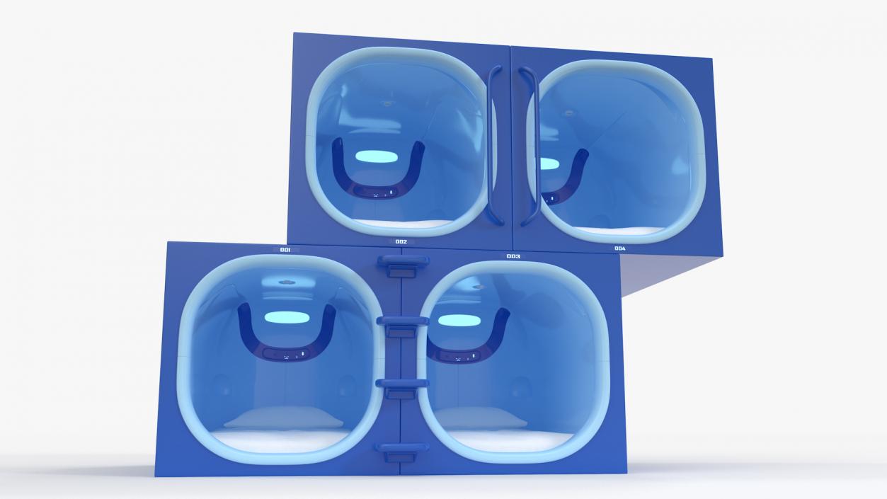 Capsule Hotel Blue Interior 3D