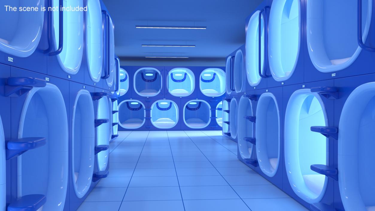 Capsule Hotel Blue Interior 3D