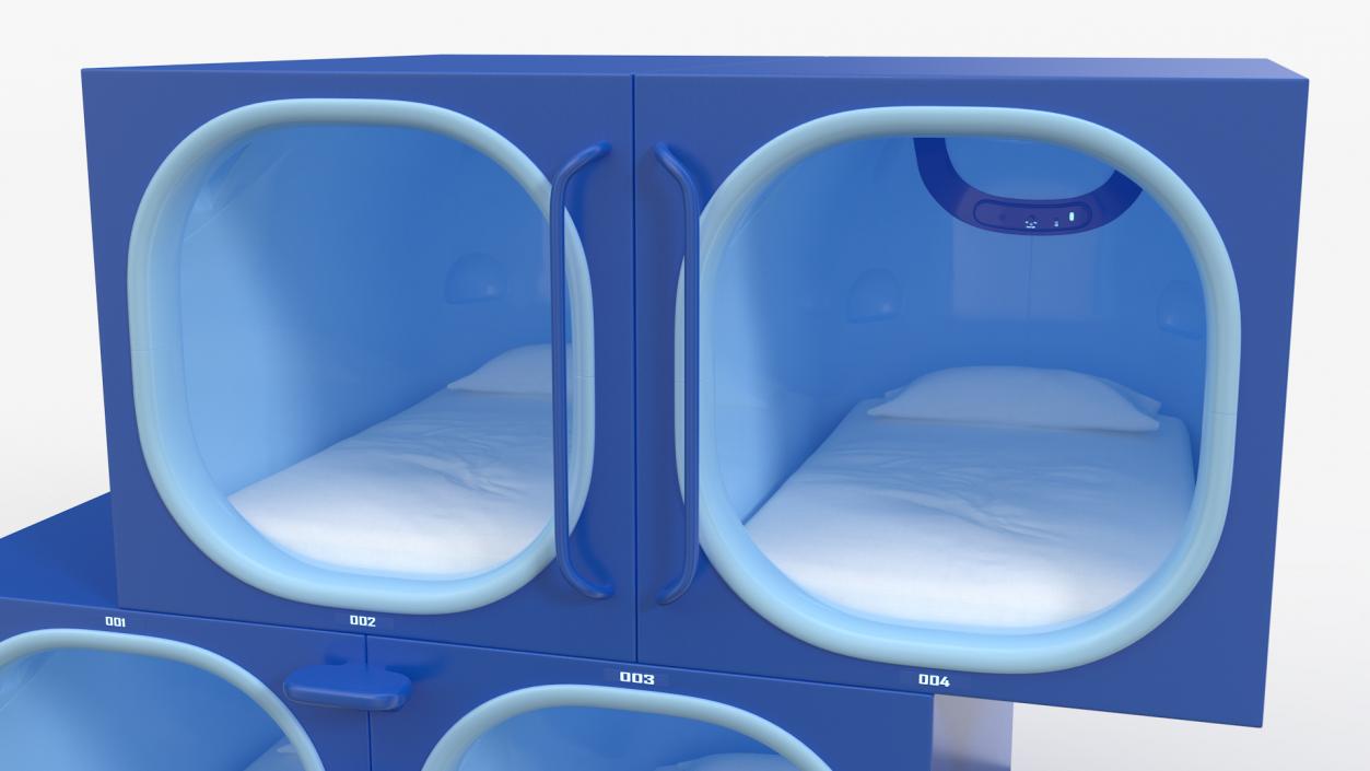 Capsule Hotel Blue Interior 3D