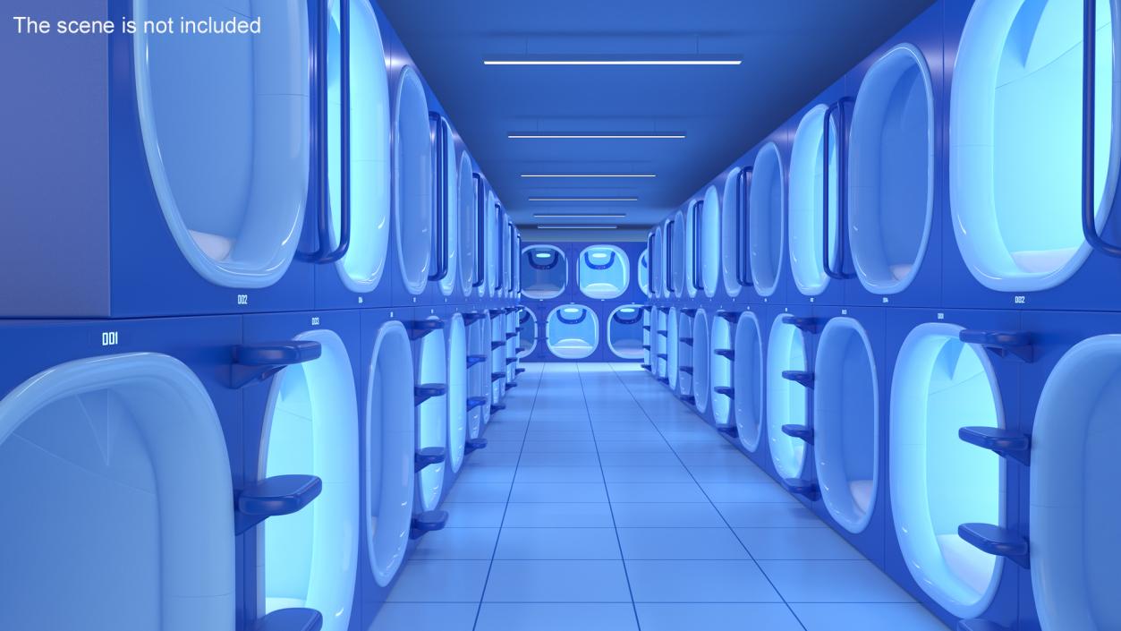 Capsule Hotel Blue Interior 3D