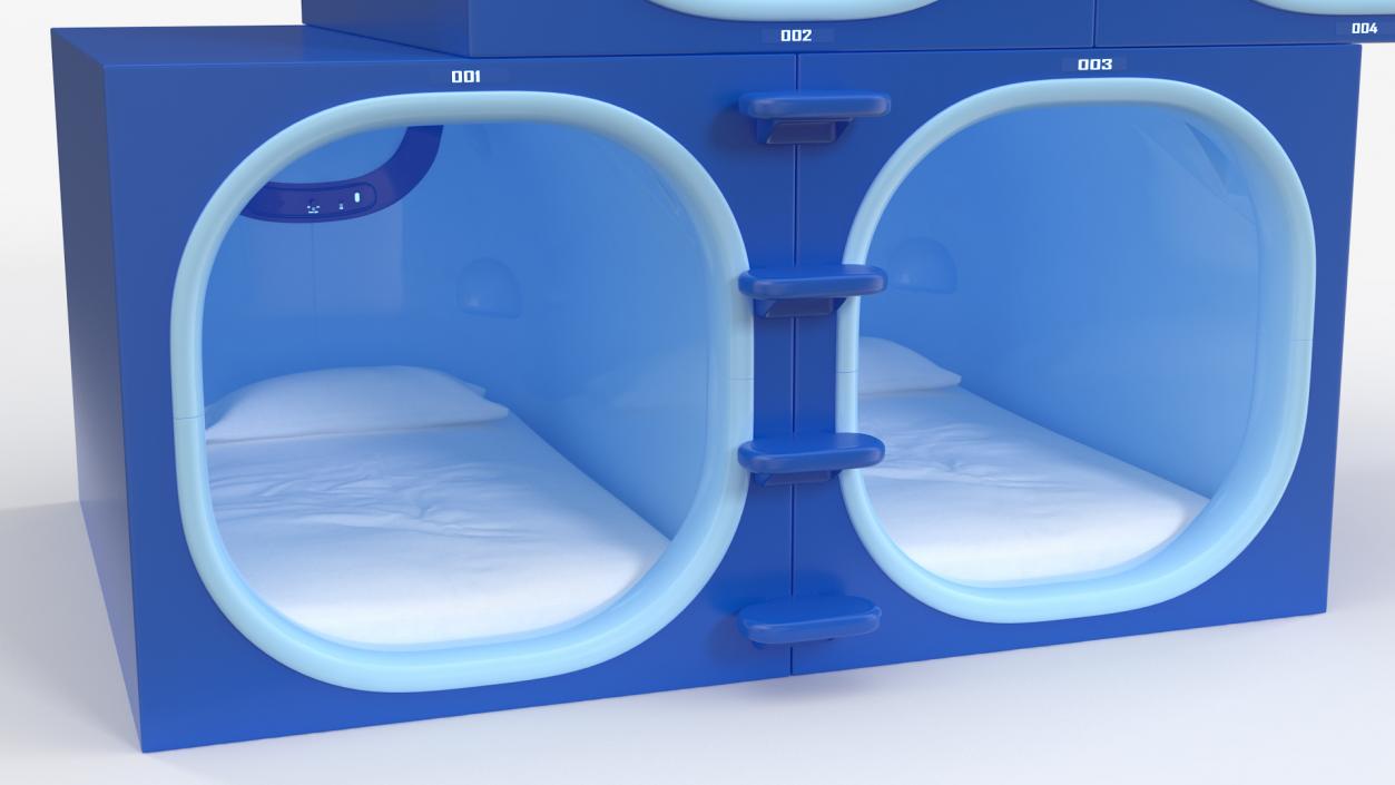 Capsule Hotel Blue Interior 3D