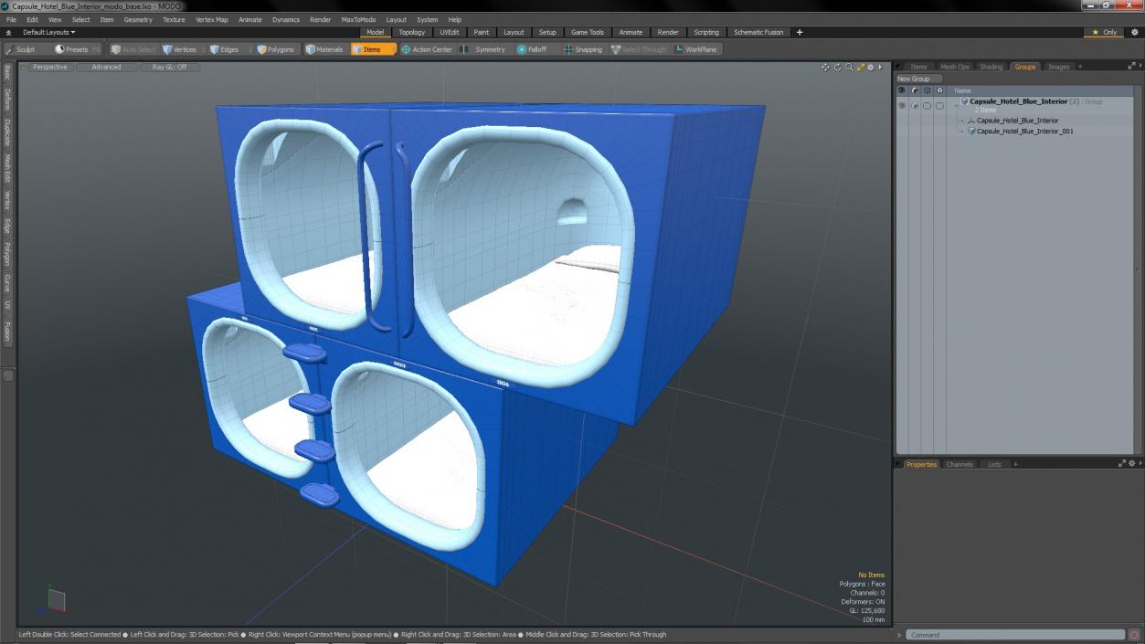 Capsule Hotel Blue Interior 3D