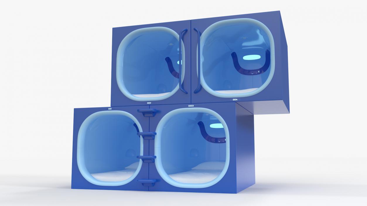 Capsule Hotel Blue Interior 3D