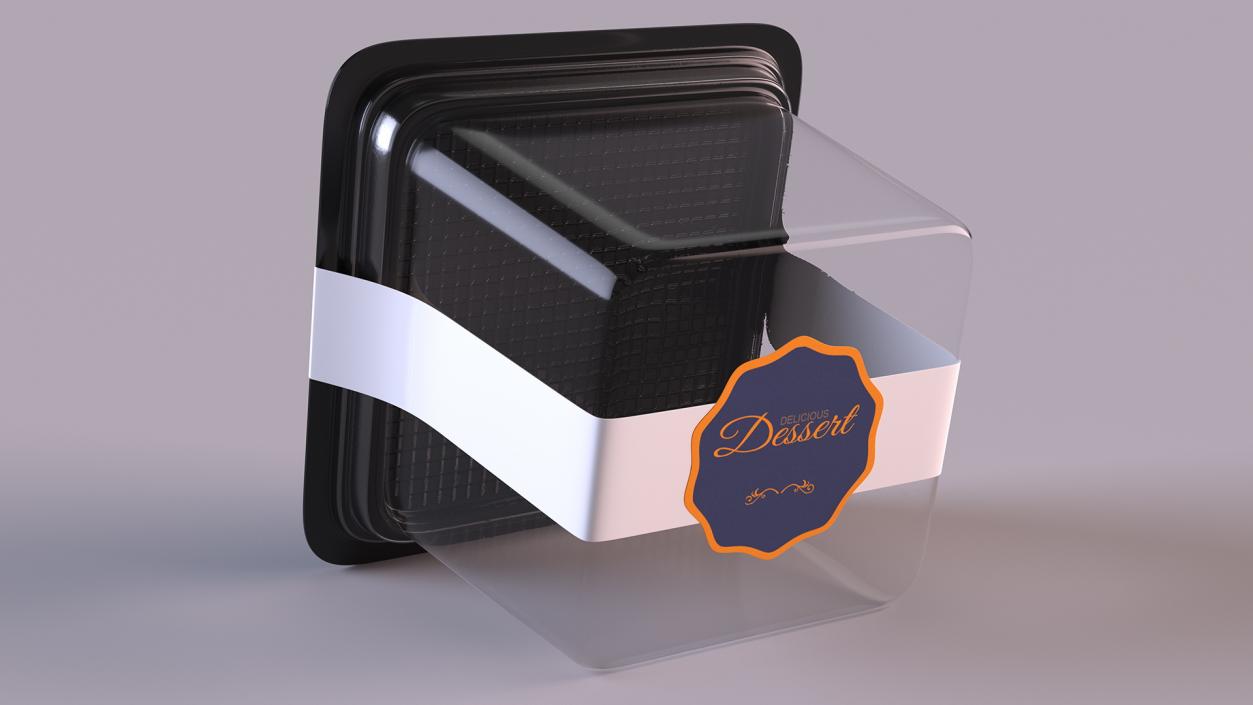 Plastic Box for Cake Slice Square Black 3D model