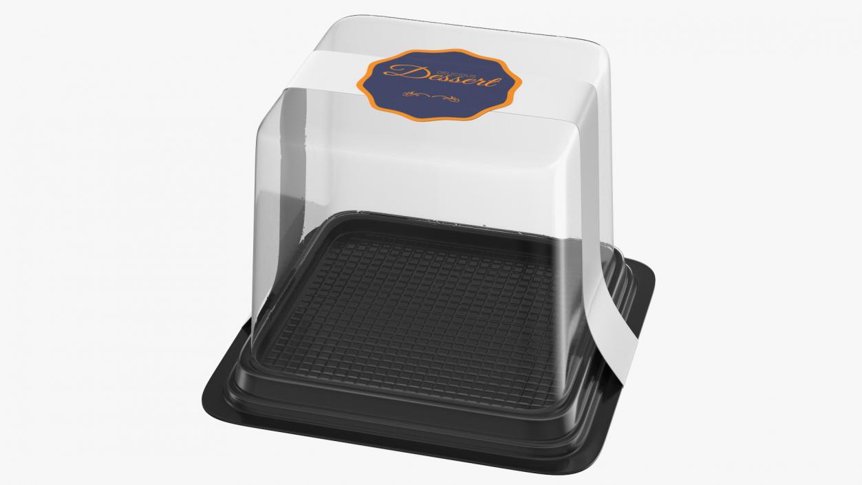 Plastic Box for Cake Slice Square Black 3D model