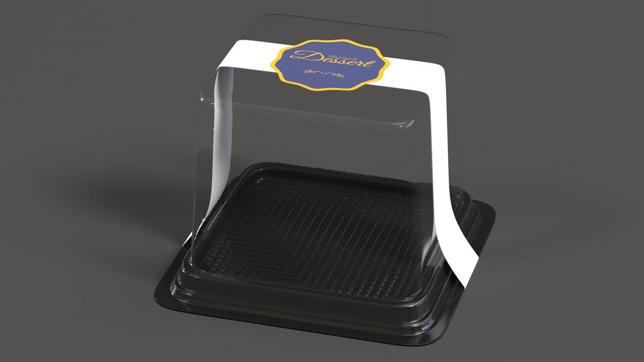 Plastic Box for Cake Slice Square Black 3D model