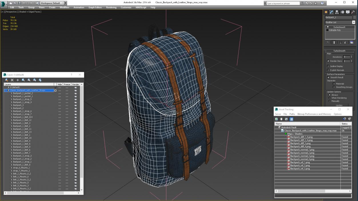 3D Classic Backpack with Leather Straps