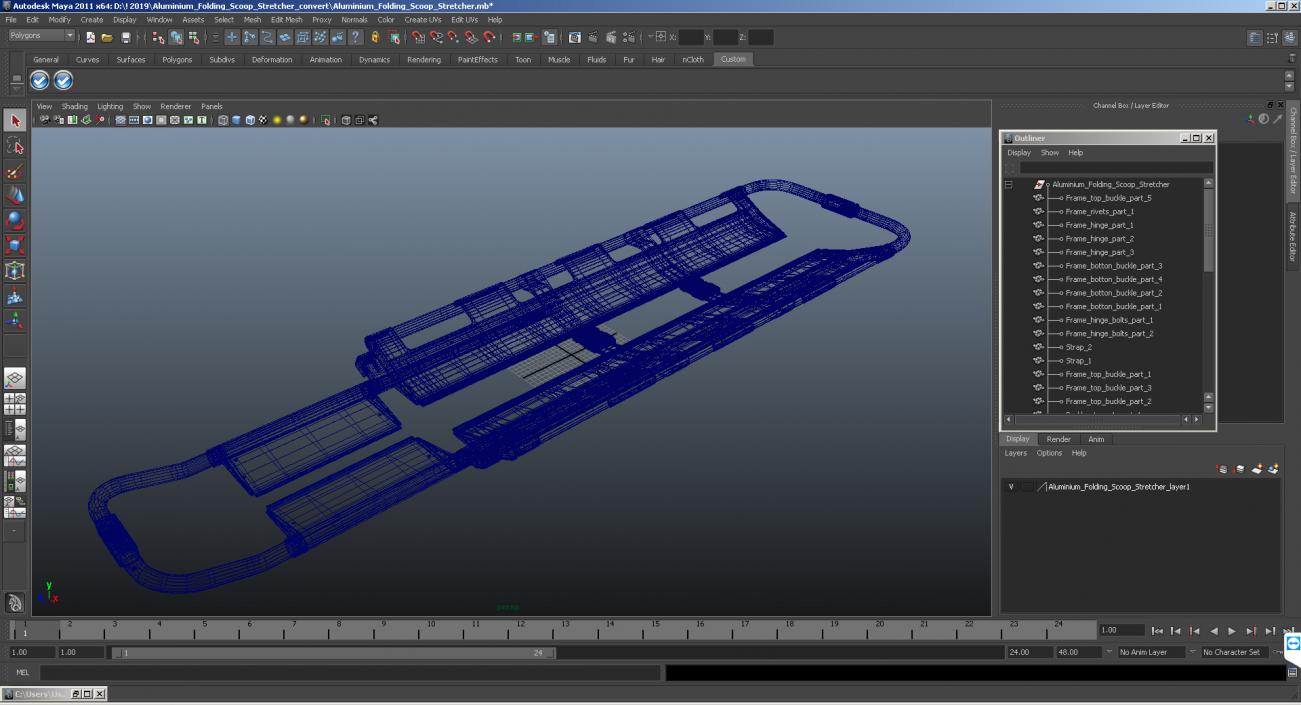 3D Aluminium Folding Scoop Stretcher model