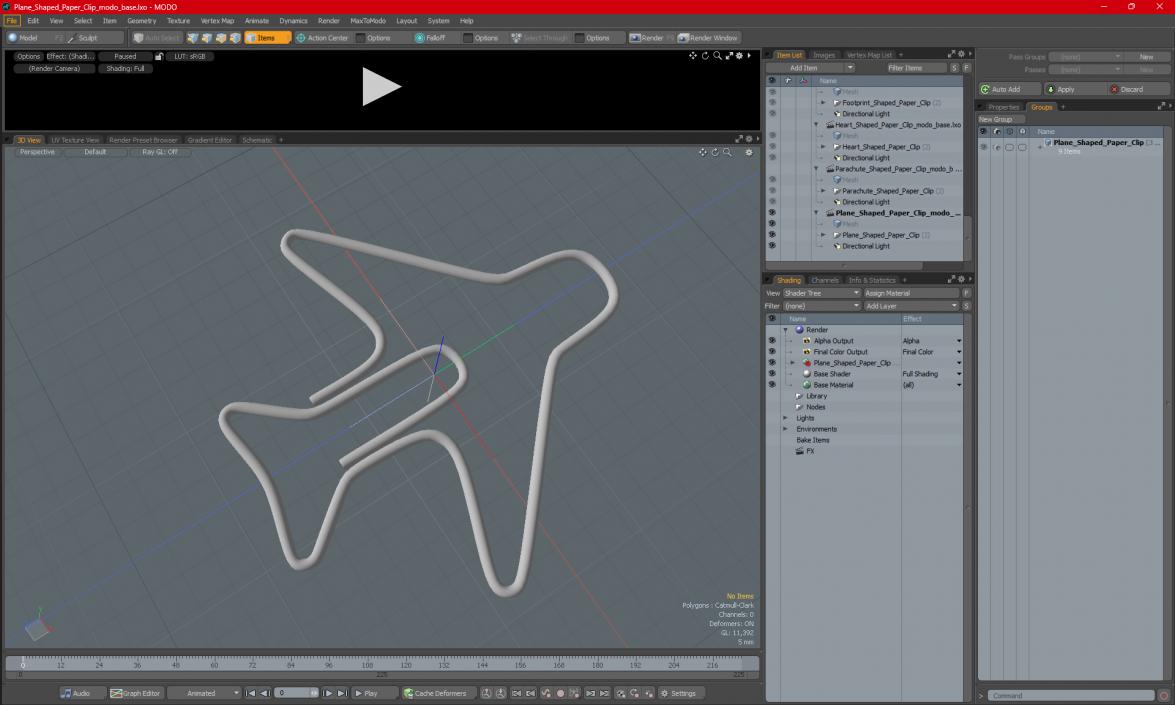 3D Plane Shaped Paper Clip model