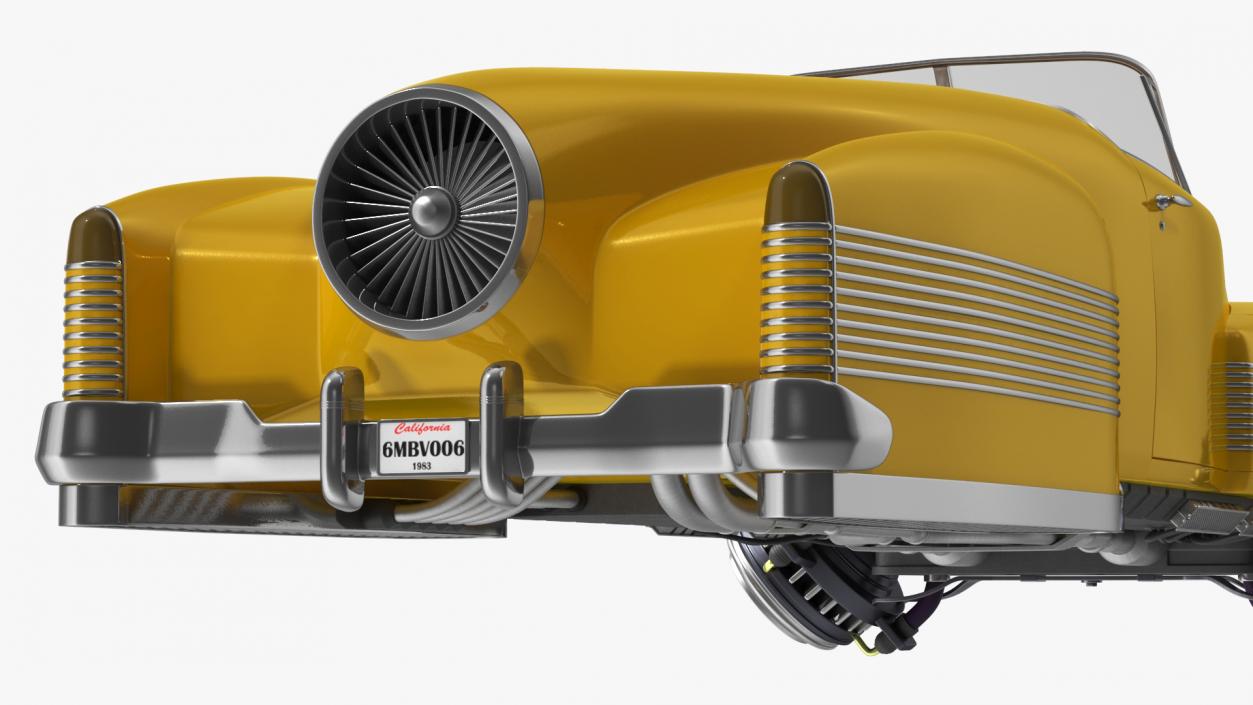 3D Yellow Hover Retro Car Rigged for Cinema 4D model