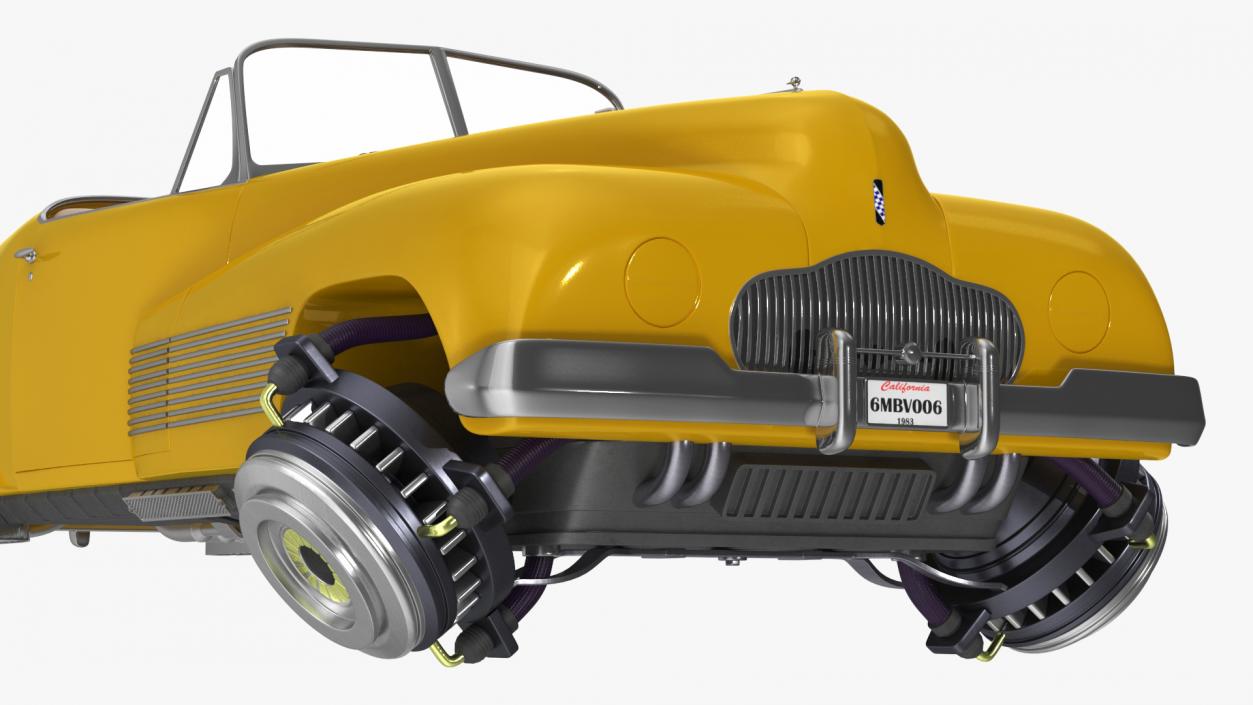 3D Yellow Hover Retro Car Rigged for Cinema 4D model