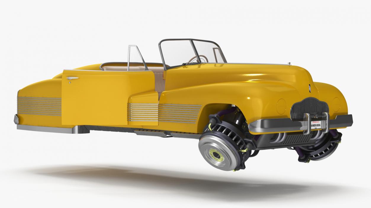 3D Yellow Hover Retro Car Rigged for Cinema 4D model