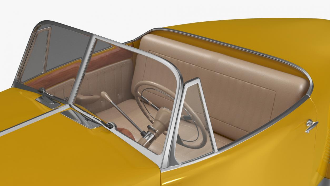 3D Yellow Hover Retro Car Rigged for Cinema 4D model