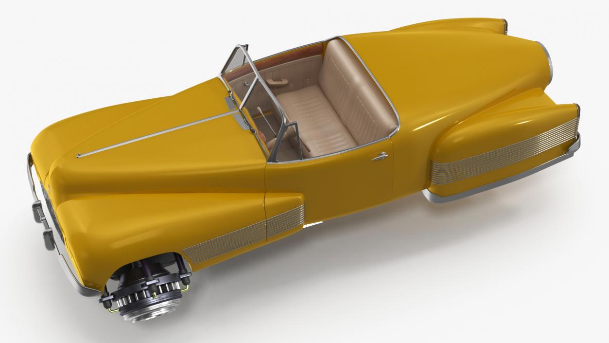 3D Yellow Hover Retro Car Rigged for Cinema 4D model