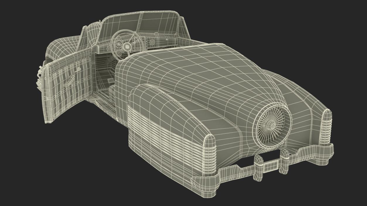 3D Yellow Hover Retro Car Rigged for Cinema 4D model